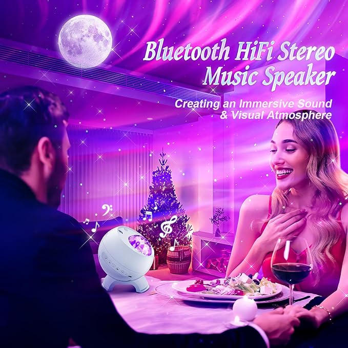 Galaxy Projector Northern Lights Projector,180 Lighting 5 Moons Star Projector Galaxy Light,15 White Noise & Bluetooth Aurora Light Projector,Remote Star Lights for Ceiling Projector for Kids Gifts