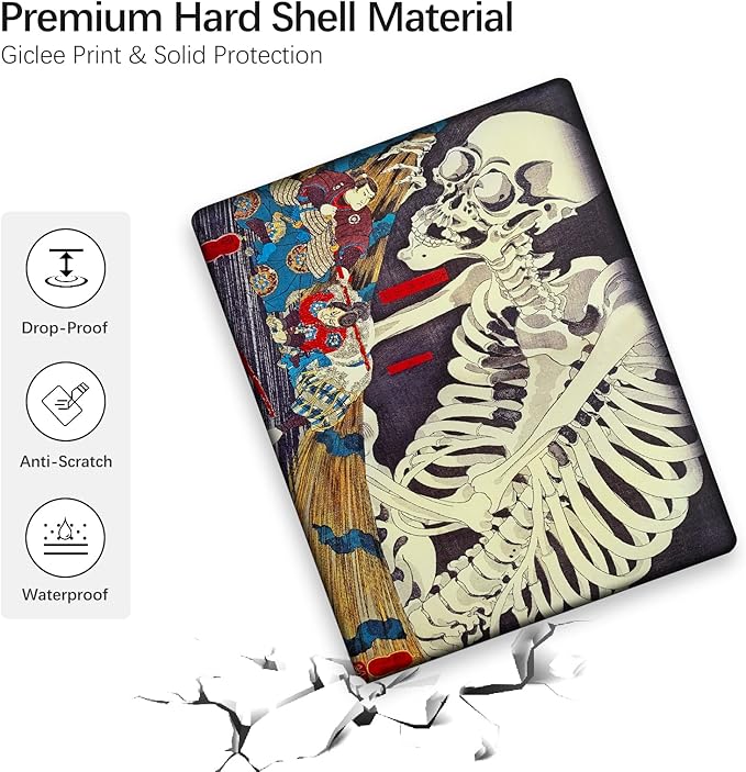 Berkin Arts Compatible with MacBook Pro 13 inch Cover, 2022-2016 Release A1706/A1989/A2159 with Keyboard Cover & Screen Protector Feudal Japan Art (The Skeleton Specter by Kuniyoshi)