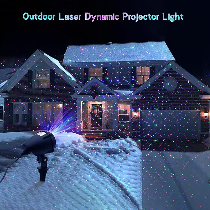 Outdoor Christmas Projection Lights, RGB Outdoor Lights, Waterproof Garden Projector (with Remote Control), Suitable for Homes, Yards, Gardens, Holiday Parties, and Home Decor