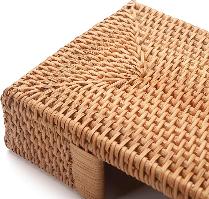 Rattan Napkin Holder Rectangle, 9.5" x 5.5" x 2", Wicker Napkin Tray, Woven Guest Towel Holder for Restaurant/Kitchen/Bathroom Paper Towels for Guests