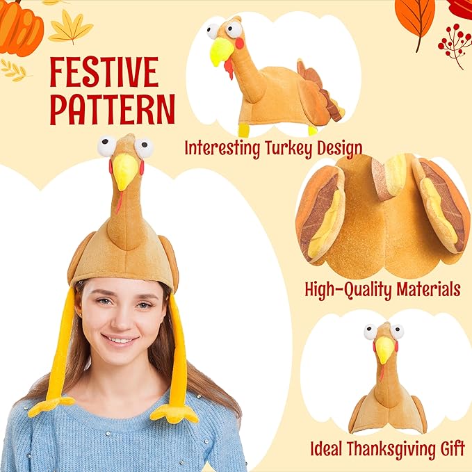 Spooktacular Creations Thanksgiving Turkey Hat, Thanksgiving Accessories Turkey Hat for Party Favor Supplies, Dress-up Party for Adults