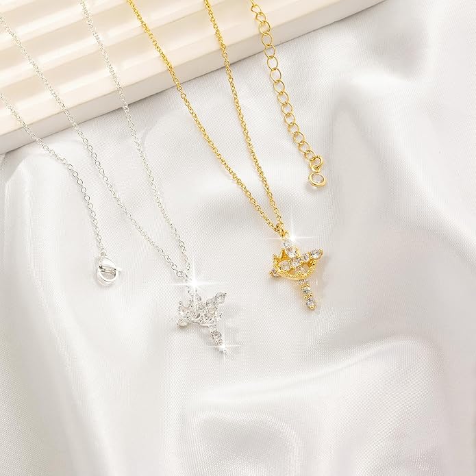 Tewiky Christian Gift Stocking Stuffers Cross Necklace for women-Dainty 14k Gold Plated/Silver Plated Pendant Necklaces Simple Cute Tiny Necklace Jewelry for Women