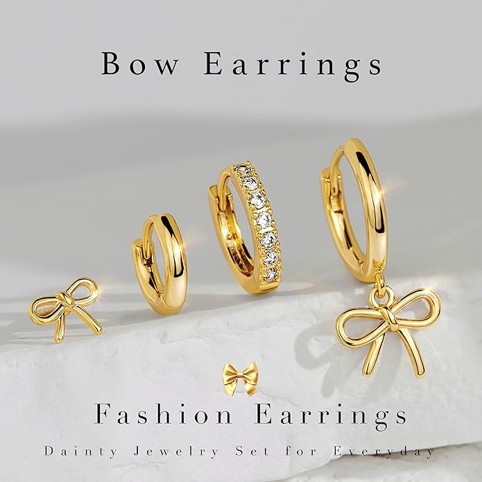 Small Gold Huggie Hoop Earrings Set for Women Men Hypoallergenic 14K Plated Stack Cartilage Earrings, Multiple Piercing Lightweight Mini Thin Cute Dainty Trendy Jewelry Set Christmas Gifts for Women