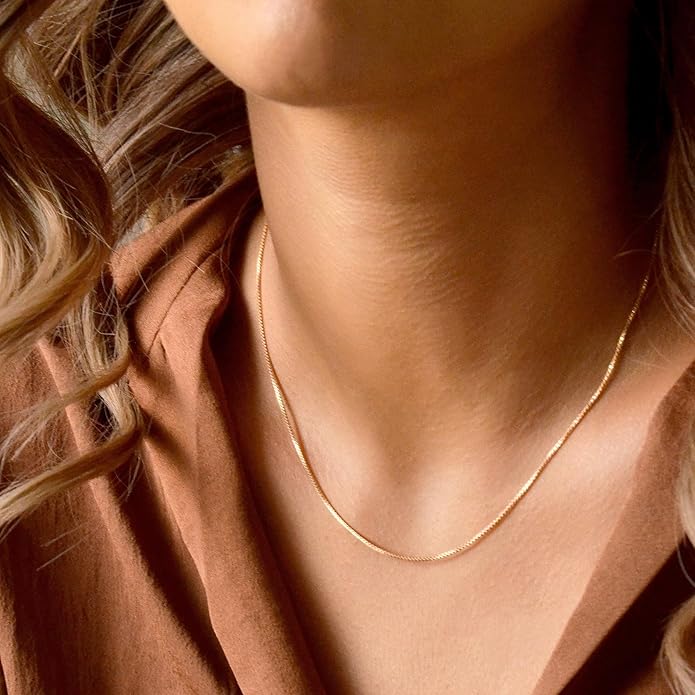 Gold Layered Necklaces for Women, 14K Gold Plated Dainty Gold Chain Choker Necklace Stack, Herringbone Gold Necklaces Set