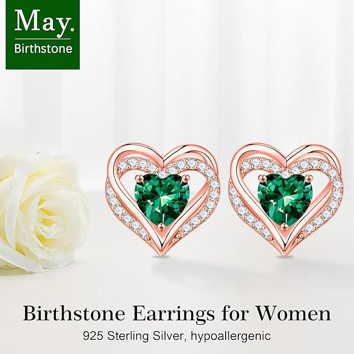 Iefil Valentine Day Gifts for Her - 925 Sterling Silver Heart Stud Earrings Birthday Gifts for Women