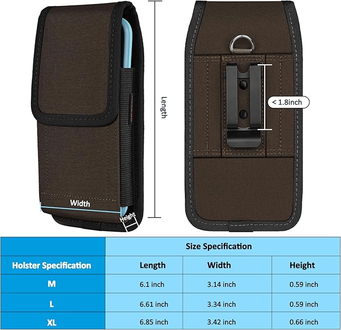 Phone Holster for Belt with Metal Clip and Magnetic Closure Compatible with iPhone 16/15/14/13/12 Pro and Non-Pro, Galaxy S25 S24 S23 S22 for Everyday Protection, M-Coffee