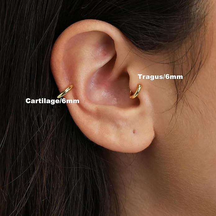 Small Gold Huggie Hoop Earrings Set for Women Men Hypoallergenic 14K Plated Stack Cartilage Earrings, Multiple Piercing Lightweight Mini Thin Cute Dainty Trendy Jewelry Set Christmas Gifts for Women