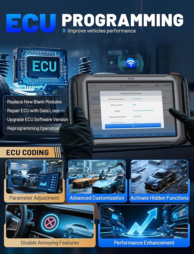 XTOOL IP919 PRO Scan Tool, ECU Programming Car OBD2 Scanner with Topology Mapping, Upgrade of D9S PRO, 51+ Resets, ECU Coding, FCA/CAN FD/DoIP, Automotive Bidirectional Scan Tool with 3-Year Updates