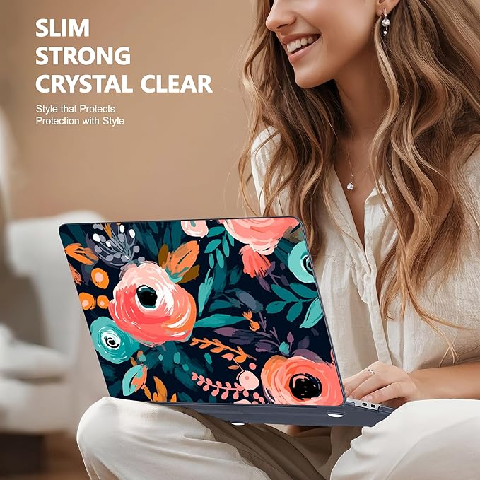 May Chen for New MacBook Pro 13 Case 2022 2020 Release (A2338 M1 M2/A2289/A2251), Plastic Crystal Hard Shell Case Cover with Keyboard Cover for MacBook Pro 13-inch Touch Bar, Bright Flowers