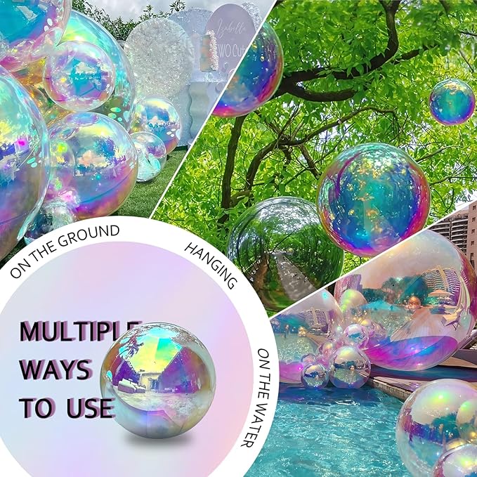 Inflatable Mirror Ball Set, 6-Piece Airtight Large Hanging & Standing Inflatable Disco Disco with 1200W Electric Pump for Party, Wedding, Pool, Events