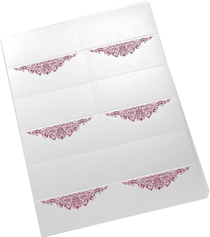 Paisley Printable Place Cards, Burgundy (Choose Color), Set of 150 (25 Sheets), Laser & Inkjet Printers - Wedding, Party, Dinner, and Special Events - Made in the USA