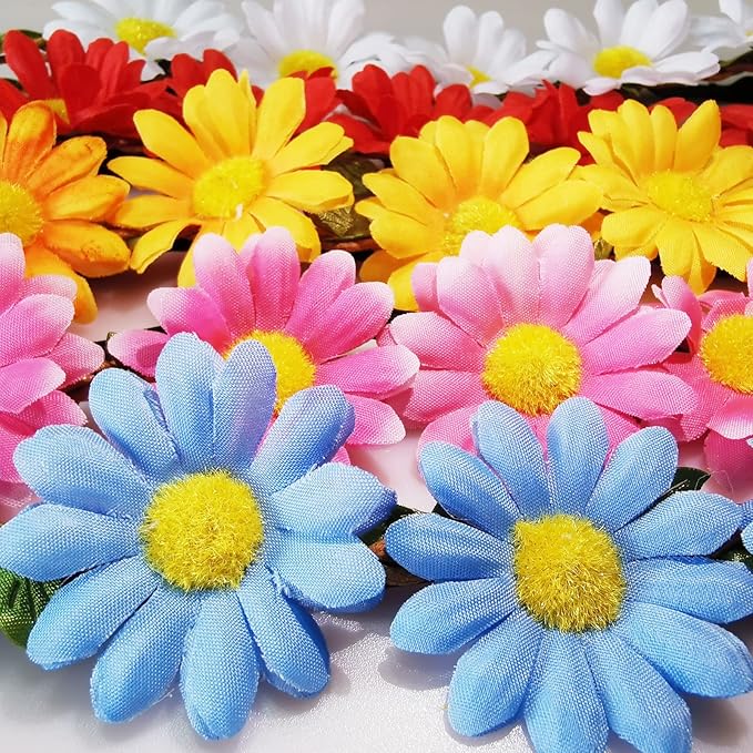 Flower Crowns For Women,16 Pieces Multicolor Daisy Flower Headband Hippie Headbands For Women Girls With Adjustable Elastic Ribbon Floral Garland Headbands For Festival Wedding Party