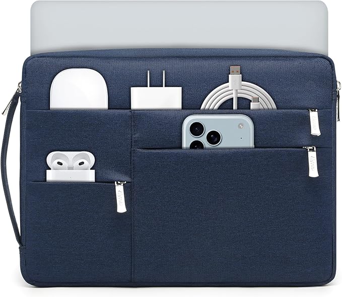 HYZUO 13.3-14 Inch Laptop Sleeve Bag for MacBook Pro 14 M5-M1, MacBook Air/Pro 13, 13.8-13 Surface Laptop/Book, Portable Notebook Case for 13" HP Dell Lenovo ThinkPad Asus Acer Samsung, Navy Blue