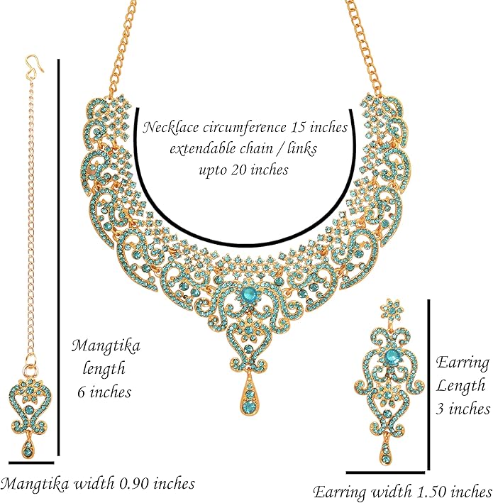 Touchstone Indian jewelry set for women bollywood gold jewellery wedding outfits necklace sets earrings bridal maang tikka fancy costume girls big desi accessories rhinestone in gold or silver tone