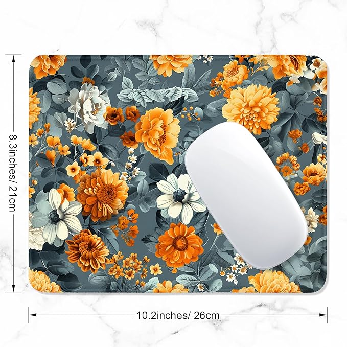 ITNRSIIET Mouse Pad with Stitched Edge Premium Textured Smooth Precise Operation Waterproof Washable Non-Slip Rubber Base Desktop Protection Mat, 10.2×8.3×0.12 inches, Beautiful Flowers