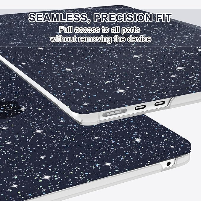 B BELK Compatible with MacBook Air 13 inch Case 2025 2024 2023 2022 M4 M3 M2 A3240 A3113 A2681, Plastic Hard Shell+ Keyboard Cover + Screen Protector for MacBook Air 13.6 inch Case, Shiny Midnight