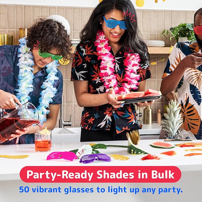 PREXTEX Mega Pack 50 Pairs of Kids Plastic Shutter Shades Glasses Shades Sunglasses Eyewear Party Favors and Party Props Assorted Colors Last Day of School Gifts for Kids
