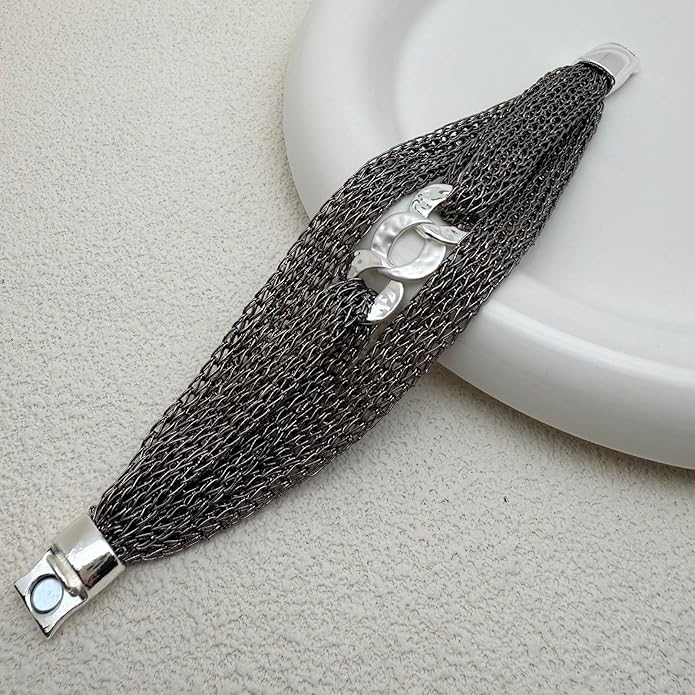 Gold Bracelet for Women Multi Chain Mesh Bracelet Wisted Orb Circle Disc Mesh Wrap bracelet for Women Statement Jewelry