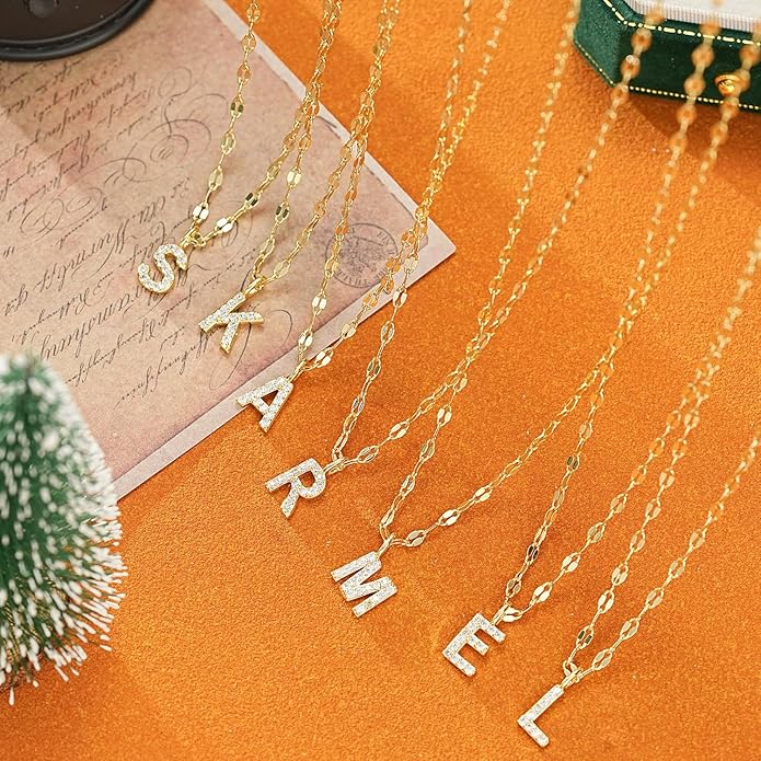 Initial Necklaces for Women,14K Gold Plated Necklaces, A-Z Letter Pendant Charm Necklace Trendy Dainty Hypoallergenic CZ Custom Personalized Name Necklace Gold Jewelry Birthday Christmas Gift for Her
