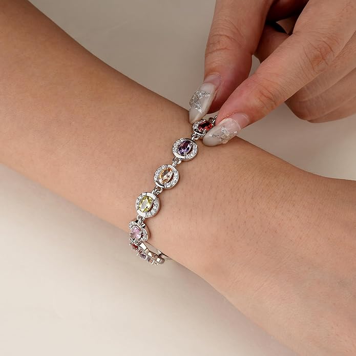 Tennis Bracelet for Women 14K Gold Plated Cubic Zirconia Bracelet,Classic Crystal Tennis Bracelet, Rhinestone Delicate Bracelet Gift for Her