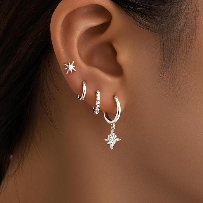 Small Gold Huggie Hoop Earrings Set for Women Men Hypoallergenic 14K Plated Stack Cartilage Earrings, Multiple Piercing Lightweight Mini Thin Cute Dainty Trendy Jewelry Set Christmas Gifts for Women