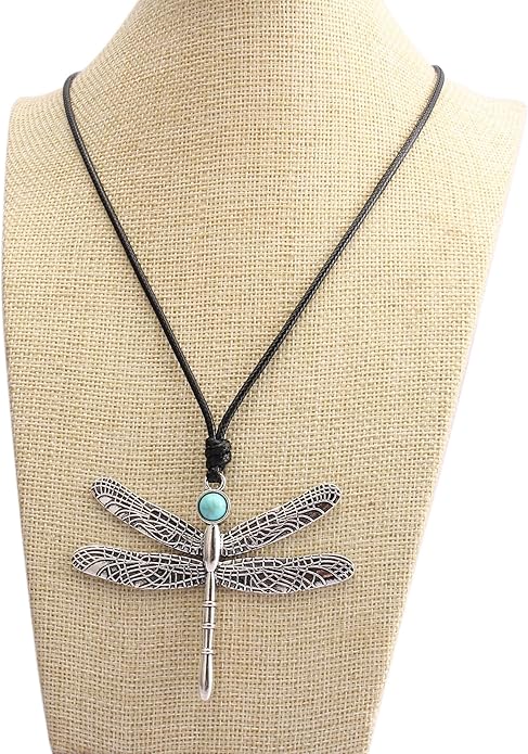 GelConnie Boho Necklaces for Women Vintage Silver Circles Long Pendant Necklace Cowgirl Sweater Necklace Adjustable Leather Choker Necklace for Women