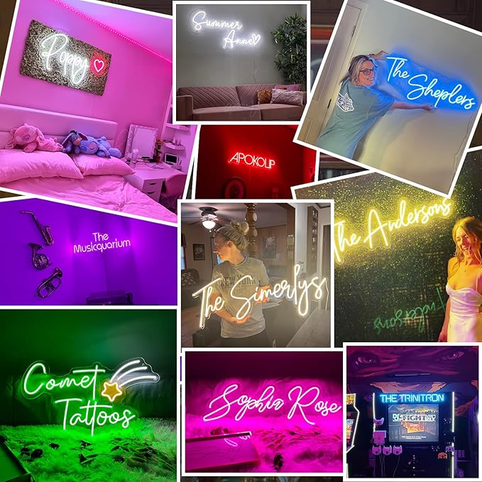 Custom Led Neon Signs for Home Bedroom Wall Decor, Personalized Large LED Neon Light Sign for Wedding Party, Wall Art, Birthday Room Shop Logo Bar Name Neon Lightsr (Wedding Neon Custom)