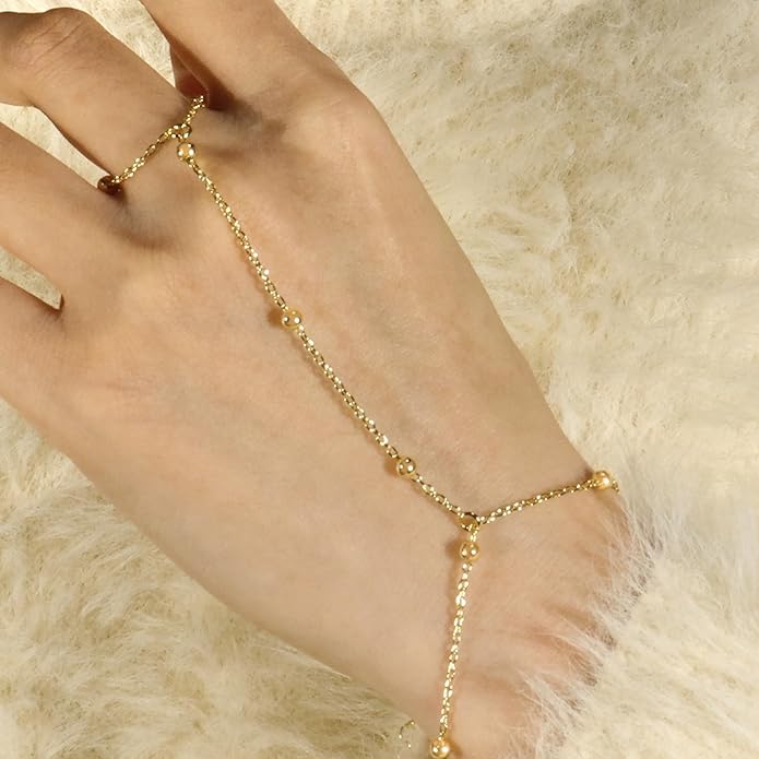 Reoxvo Bracelets Stack Silver Plated Chain Bracelet Set for Women Gold Hand Chain Rings Bracelets Jewelry for Women Trendy
