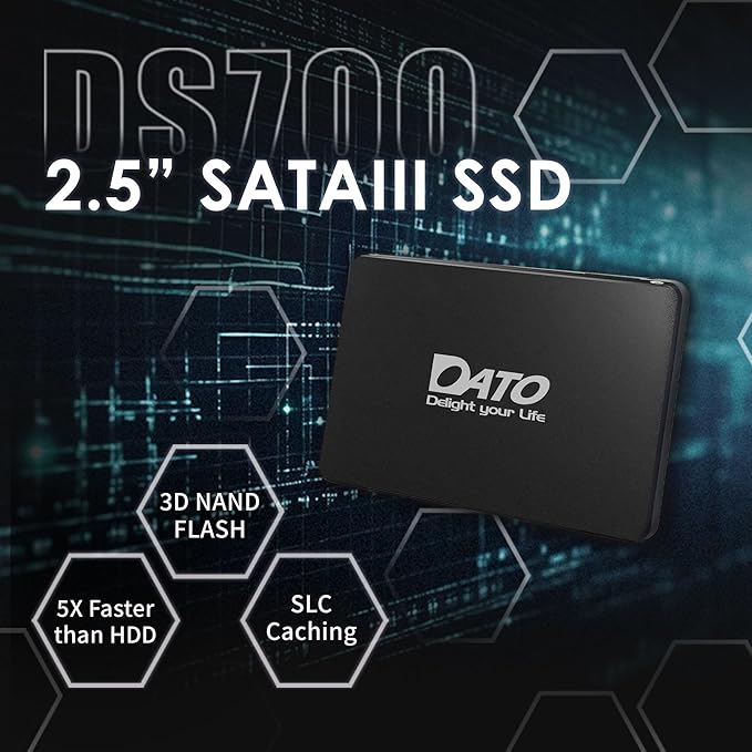 DATO 1TB SSD 2.5" SATA III Internal Solid State Drive, 3D NAND, SLC Cache, Up to 535/500 MB/s, Compatible with Laptop & PC Desktop
