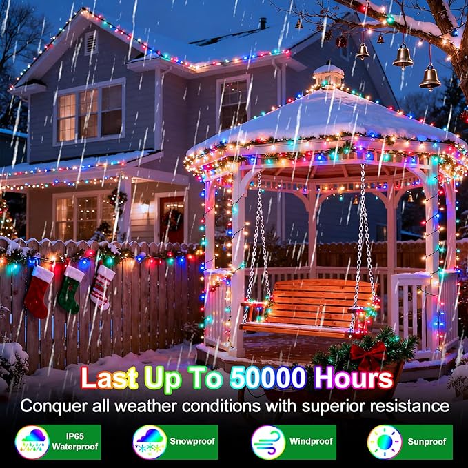 750 LED 240FT Christmas String Lights Outdoor, 12 Pro Modes and Timer Memory & Brightness, Plug in Waterproof Dark Green Wire Twinkle Light for for Xmas Yard Tree Wedding Party Decor (Multicolor)