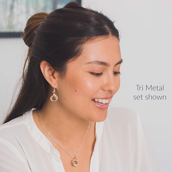 Tahmi Real Sterling Silver 925 Everyday Jewelry Set for Women | Minimalist Necklace & Dangle Earrings | Classic Silver Jewelry Gift For Her, 18"