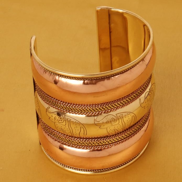 Touchstone Indian Bollywood Handcrafted Slip In Easy To Wear Stylish Wrist Enhancer Designer Broad Jewelry Cuff Bracelet For Women and Men.