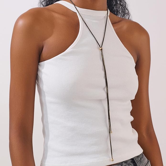 Gold Silver Necklace for Women Y Chain Adjustable Gold Long Necklaces Fashion Dainty Jewelry