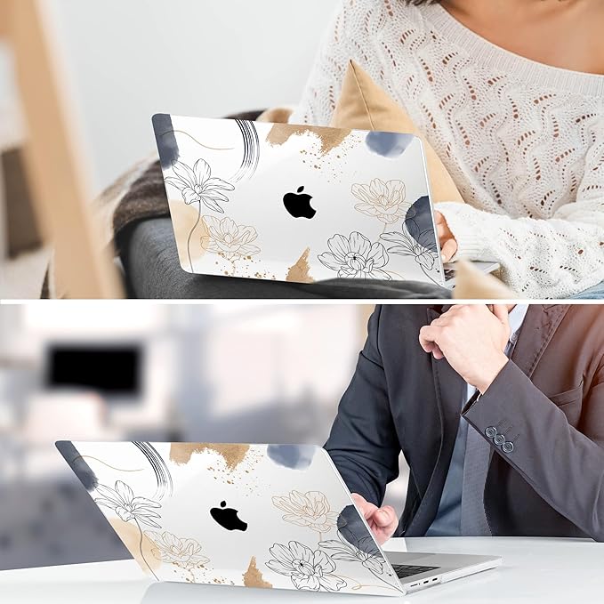TWOLSKOO Compatible with M4 MacBook Air 15 inch Case 2025-2023 Released Model M4 A3241 M3 A3114 M2 A2941, Plastic Hard Shell & Screen Protector & Keyboard Cover & Trackpad Film, Florals X450