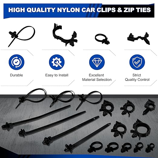 200 PCS Car Wire Loom Routing Clips Assortment Kit 14 Sizes Wiring Harness Routing Clips Push Mount Cable Zip Tie Replacement Parts for Universal Honda GM Mazda