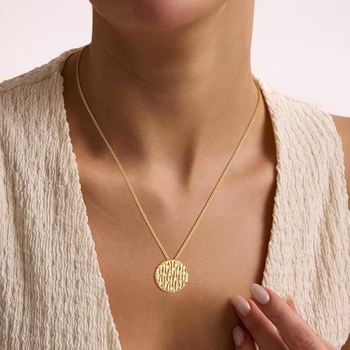 Valloey Rover Dainty Gold Necklace for Women-14K Gold Plated Simple Pendant Circle Necklace Charm Statement Long Necklaces for Women Jewelry Gifts