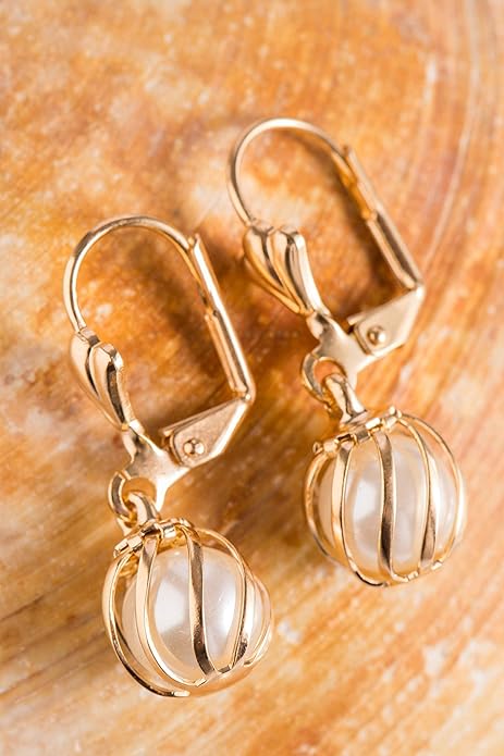 Barzel 18K Gold Plated Pearl Dangling Drop Earrings