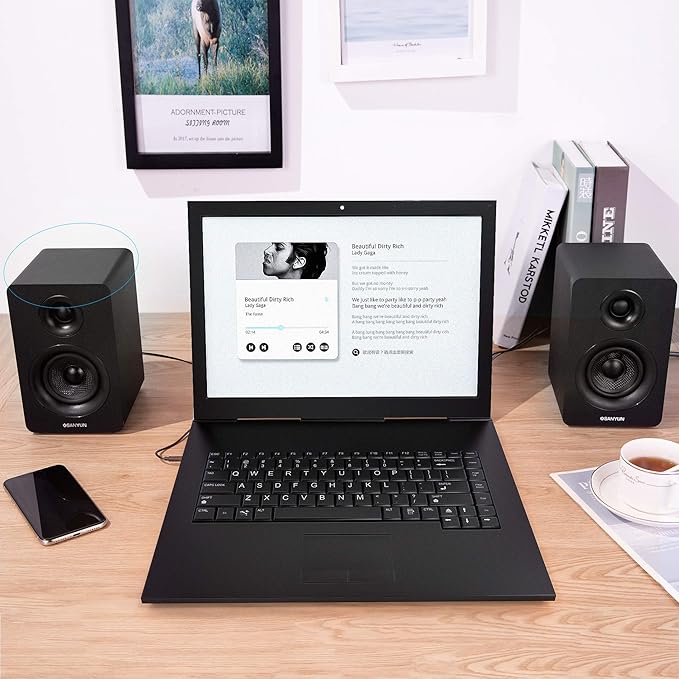 SW208 3" Active Bluetooth 5.0 Bookshelf Speakers – 60W Carbon Fiber Speaker Unit - Built-in 24bit DAC - Dynamic 3D Surround Sound – 2.0 Computer PC Monitor Gaming Speakers (Pair, Black)