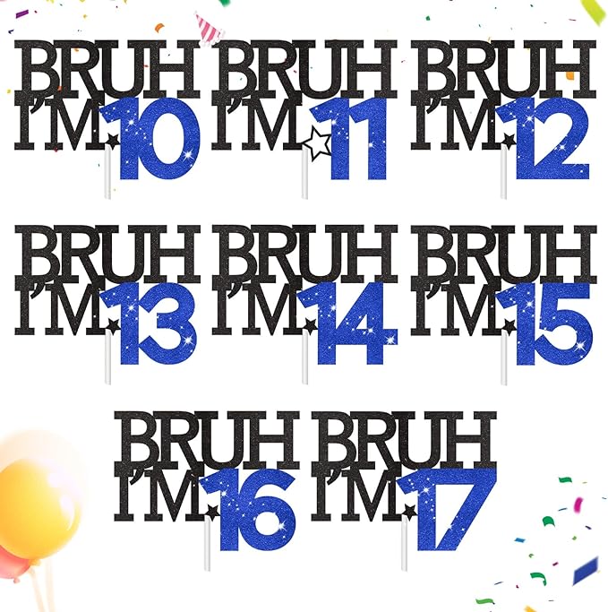 Bruh I'm 15 Cake Topper, Happy 15th Birthday Decorations for Boy, Funny 15th Birthday Cake Topper Birthday Party Decoration Supplies