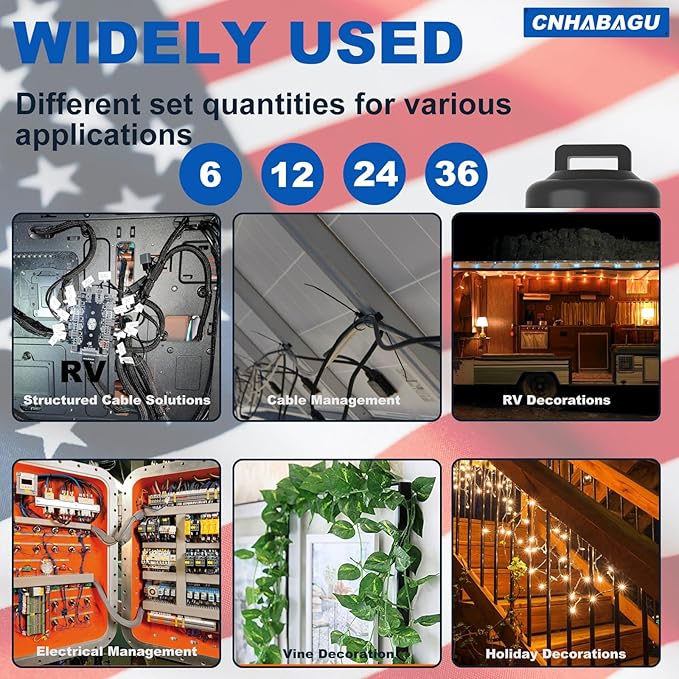 Magnet Zip Tie Mount Magnetic Zip Ties Mount Clips Base Holder Strong Multipurpose Wire Cable Holder Mount Wire Clips Management for Home Office Marine Electrical Wiring (24 Pcs, D19 Small)