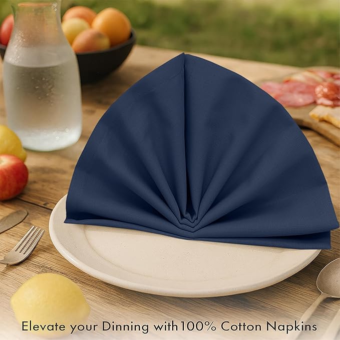 Ruvanti Premium Cloth Napkins Set of 12, 18x18 Inches, 100% Cotton, Washable, Soft & Absorbent, Perfect for Wedding, Christmas, ‎Thanksgiving Dinners - Pageant Blue