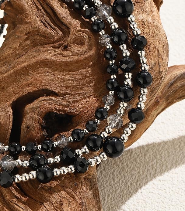 Noessla Beaded Statement Necklaces for Women Layered Chunky Bead Necklace Fashion Costume Jewelry Gifts for Mom