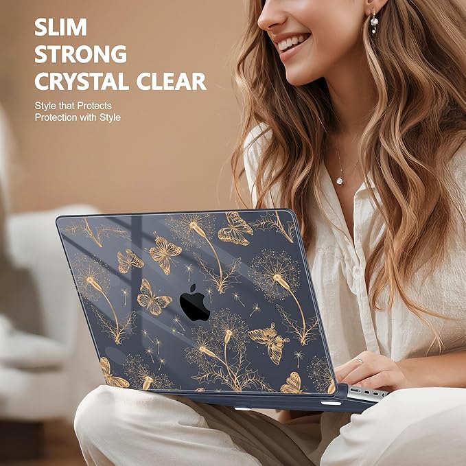 for MacBook Pro 16 inch Case 2021 2022 2023 2024 Release A3186 A3403 M4 A2991 M3 A2780 M2 A2485 M1 Pro/Max, Hard Shell Case with Screen Protector & Keyboard Cover, Butterflies