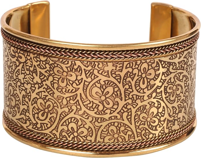 Touchstone Indian Bollywood Handcrafted Slip In Easy To Wear Stylish Wrist Enhancer Designer Broad Jewelry Cuff Bracelet For Women and Men.