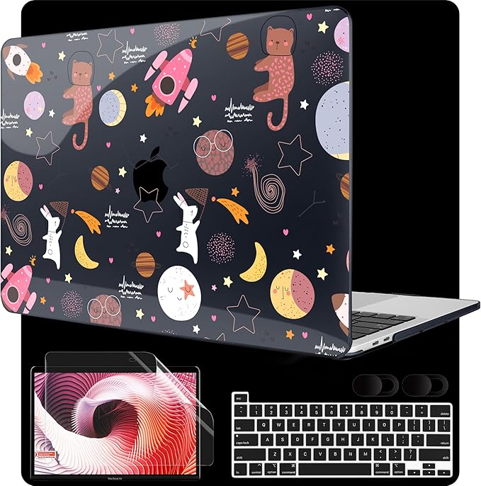 MEEgoodo Case for MacBook Pro 13 inch Case 2022 2021 2020 New A2338 M2/M1 A2251 A2289, Laptop Hard Shell with Keyboard & Camera Cover Compatible with 13 inch MacBook Pro, Space & Planet