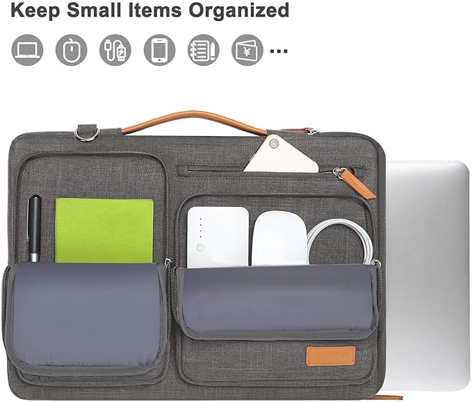 MOSISO 360 Protective Laptop Shoulder Bag,17-17.3 inch Computer Bag Compatible with MacBook, HP, Dell, Lenovo, Asus Notebook,Side Open Messenger Bag with 4 Zipper Pockets&Handle, Taupe Gray