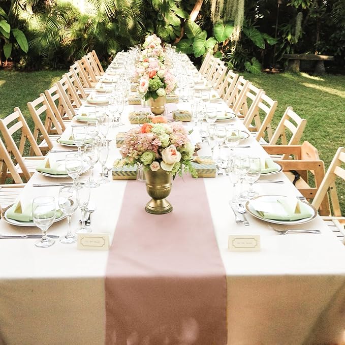 20 Pack Satin Table Runner 12 x 108 Inch Long,Satin Silk Table Runner for Wedding,Birthday Party and Banquet Decoration,Rose Gold