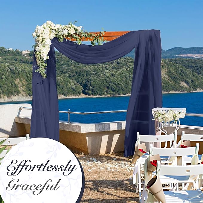Cheesecloth Table Runner 3 Pack – 35x120 Inch (10ft) Boho Rustic Gauze Cloth Runners – Crinkle Polyester Table Decor for Wedding, Baby Shower, Bridal Shower, Birthday Party and More (Navy Blue)