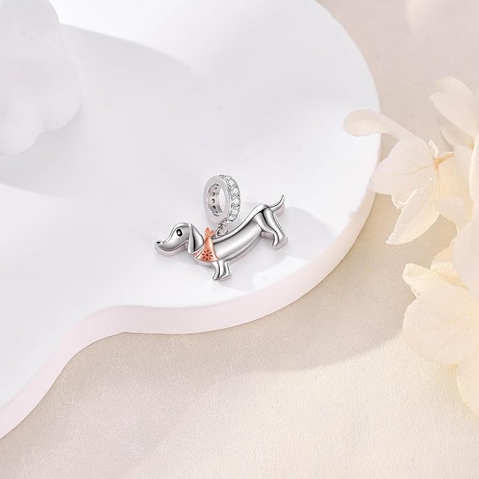 Charms for Bracelet 925 Sterling Silver Bearded Dragon/Dragonfly/Mother Daughter/Highland Cow/Dachshund Bead Gift for Women