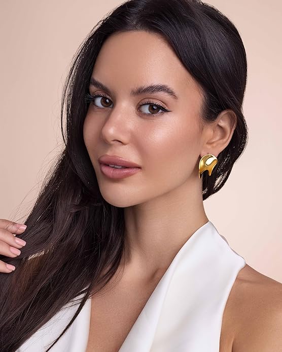 SNGIA18K Gold Plated Dangle Textured Ribbed Irregular Large Leaf Statement Earrings for Women by SNGIA, Handmade Dramatic Geometric Trendy Summer Drop Leaf Flower Jewelry Gifts, Bold Beachy Vintage Plant Fashion Drop Accessories, Vintage Nickle Free Fl...